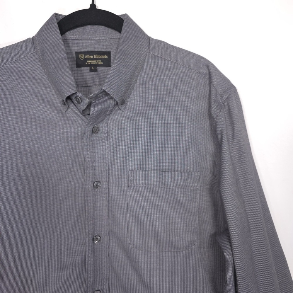 ALLEN EDMONDS HANDCRAFTED IN USA Gray Shirt IMPORTED FABRICS 100% Cotton Men's L
